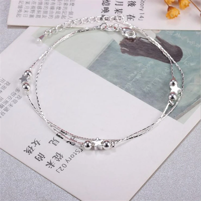 KOFSAC New 925 Sterling Silver Glossy Frosted Round Beads Ankle Bracelet Double Layer Chain Anklets For Women Fashion Jewelry
KOFSAC New 925 Sterling Silver Glossy Frosted Round Beads Ankle Bracelet Double Layer Chain Anklets For Women Fashion Jewelry