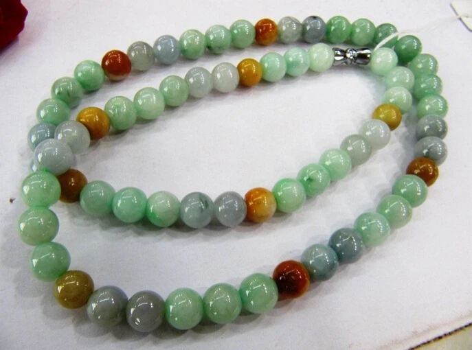 0001390 New 100% Natural Chinese Jade Classical Multi-color Round Beads Necklace 8mm
0001390 New 100% Natural Chinese Jade Classical Multi-color Round Beads Necklace 8mm