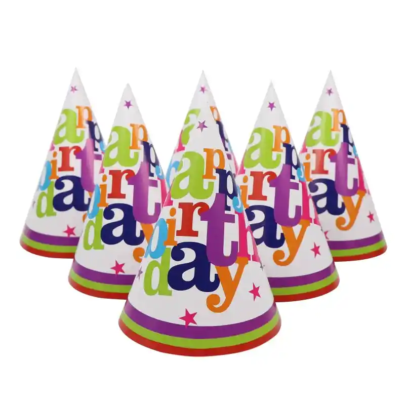 6pcs/set happy birthday paper hats kids boys party colorful