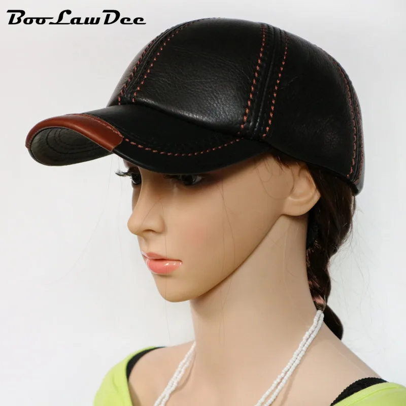 BooLawDee New men cow leather baseball warming hat adjustable for adult male leisure winter casual cap thread red white M832
BooLawDee New men cow leather baseball warming hat adjustable for adult male leisure winter casual cap thread red white M832