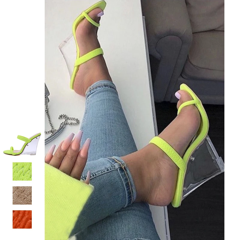 Women Outside Slippers Slides Clear Transparent Wedges High Heels Mules Sandals Narrow Band Open Toe Slip On Party Dress Pumps
Women Outside Slippers Slides Clear Transparent Wedges High Heels Mules Sandals Narrow Band Open Toe Slip On Party Dress Pumps