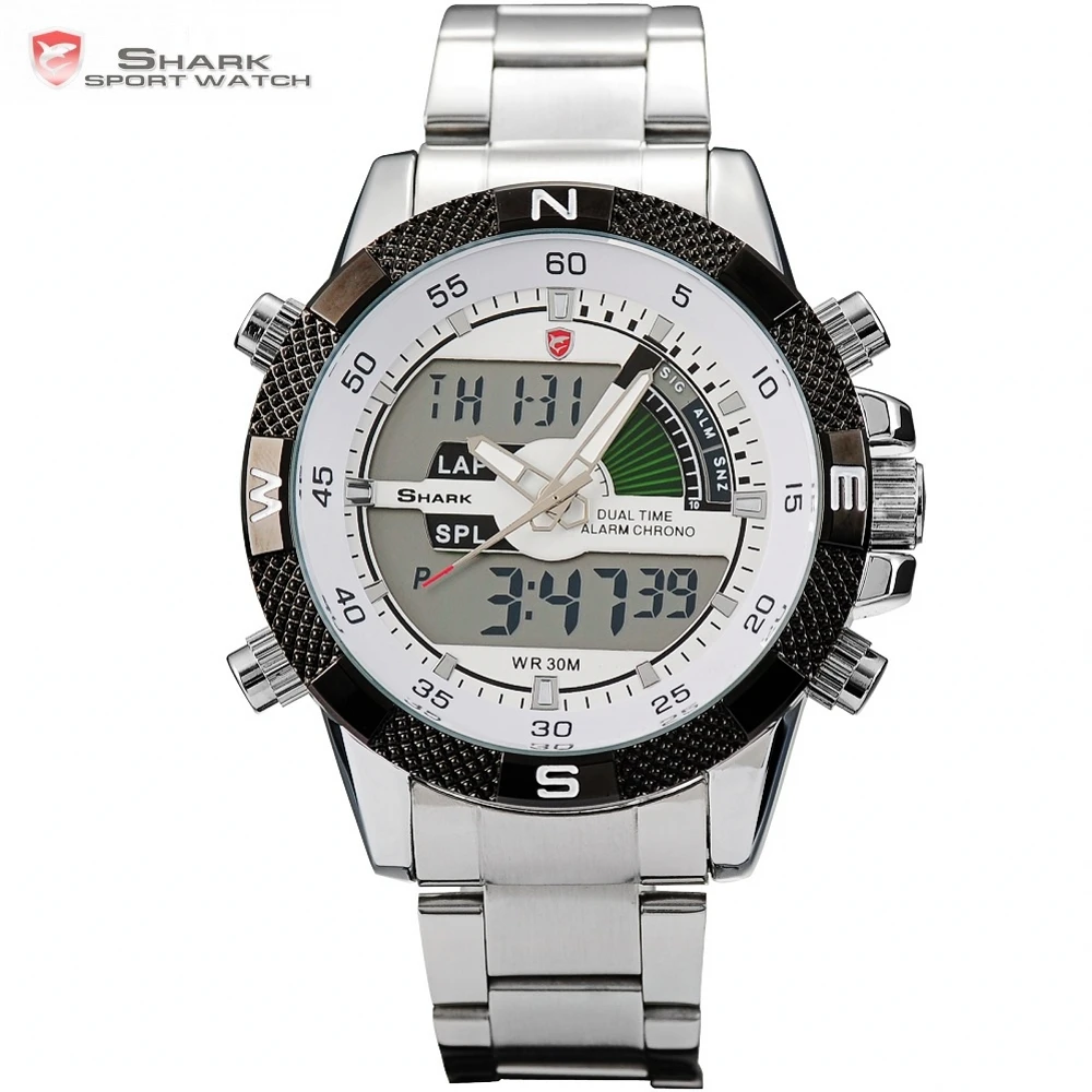 Steel Porbeagle SHARK Sport Watch Silver White Mens Luxury Brand Military LCD Calendar Alarm Digital Quartz Wrist Watches /SH046
Steel Porbeagle SHARK Sport Watch Silver White Mens Luxury Brand Military LCD Calendar Alarm Digital Quartz Wrist Watches /SH046