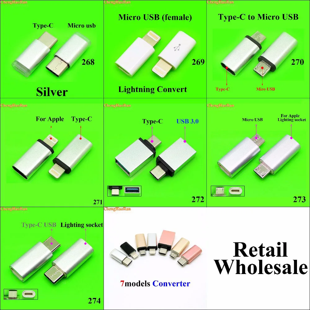USB 3.1 Type C Male to Micro USB Female Adapter Type-C Converter Connector USB-C For Lighting Plug for iPhone Samsung Xiaomi ...
USB 3.1 Type C Male to Micro USB Female Adapter Type-C Converter Connector USB-C For Lighting Plug for iPhone Samsung Xiaomi ...