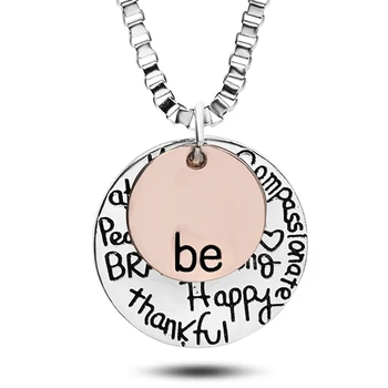 2 Pendants Necklace Letter Be Kind Peace Free True Brave Strong Happy Thankful Graffiti Compassionate Women Coin Necklace
2 Pendants Necklace Letter Be Kind Peace Free True Brave Strong Happy Thankful Graffiti Compassionate Women Coin Necklace