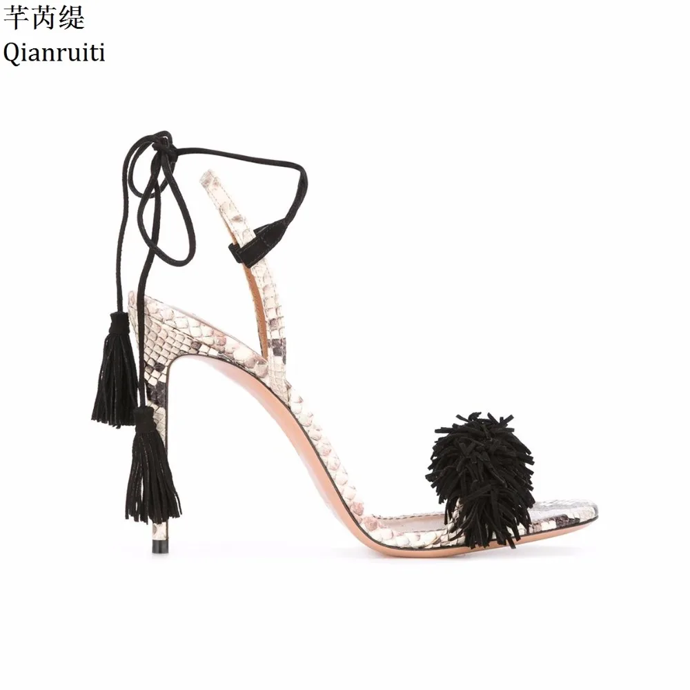 Qianruiti Faux Snake Skin Lace-Up Women Pumps Rome Style Fringe High Heels Gladiator Sandals Sexy Stiletto Heels Women Shoes
Qianruiti Faux Snake Skin Lace-Up Women Pumps Rome Style Fringe High Heels Gladiator Sandals Sexy Stiletto Heels Women Shoes