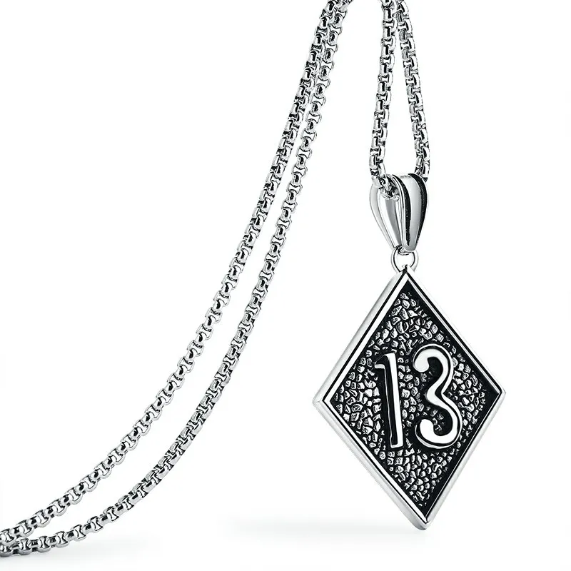 Men's Vintage Lucky Number 13 Tag Pendant Necklace with 24" Chain Stainless Steel punk Silver Chain Necklaces for Men Wholesale
Men's Vintage Lucky Number 13 Tag Pendant Necklace with 24" Chain Stainless Steel punk Silver Chain Necklaces for Men Wholesale