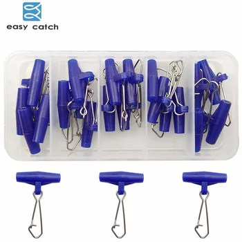 

Easy Catch 20pcs Blue Plastic Head Swivel With Hooked Snap Fishing Sinker Slide Swivels Braid Fishing Line Slider Set With Box