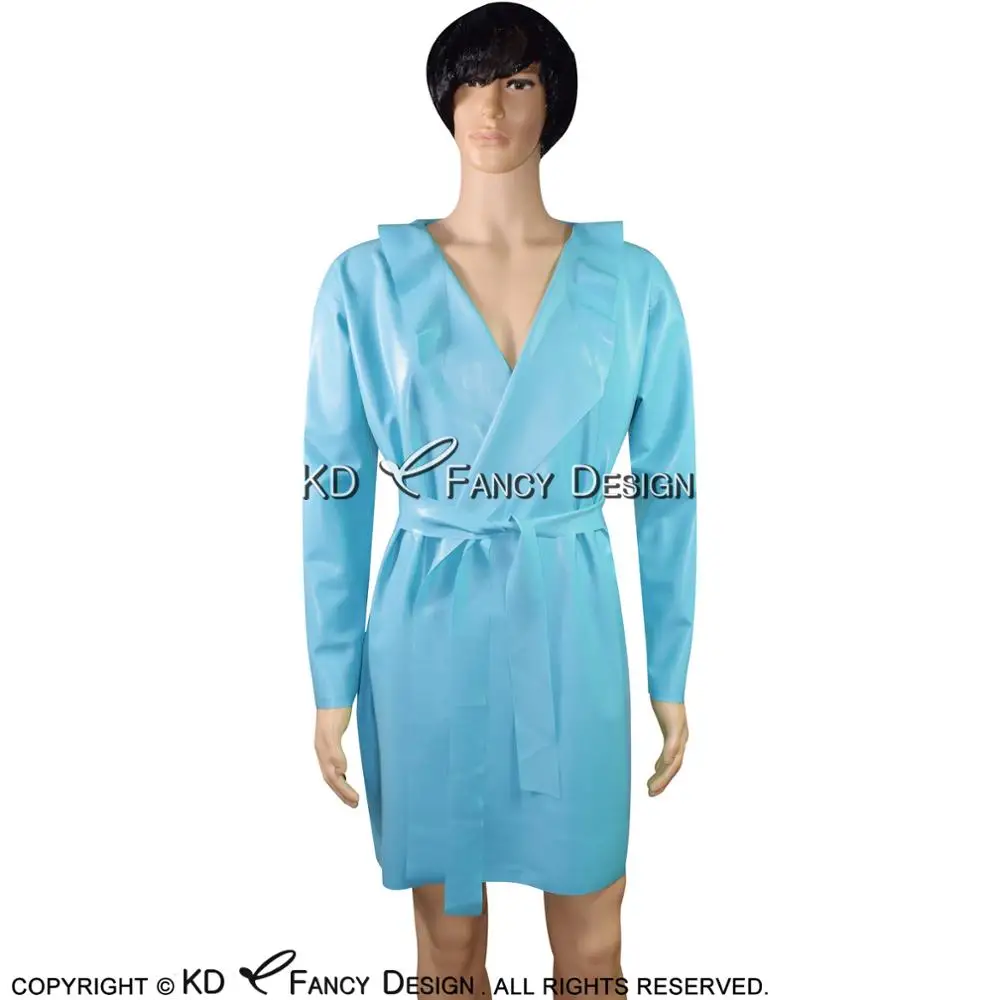Lake Blue Sexy Latex Robe With Belt Rubber Nightgown Nightdress Jacket Coat YF-0050
Lake Blue Sexy Latex Robe With Belt Rubber Nightgown Nightdress Jacket Coat YF-0050