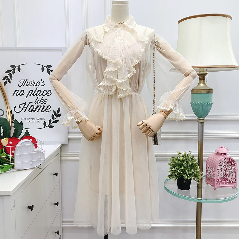 fashion brands vintage style Women's Clothing perspective ruffles dresses Female mesh autumn dress black vetement femme new
fashion brands vintage style Women's Clothing perspective ruffles dresses Female mesh autumn dress black vetement femme new
