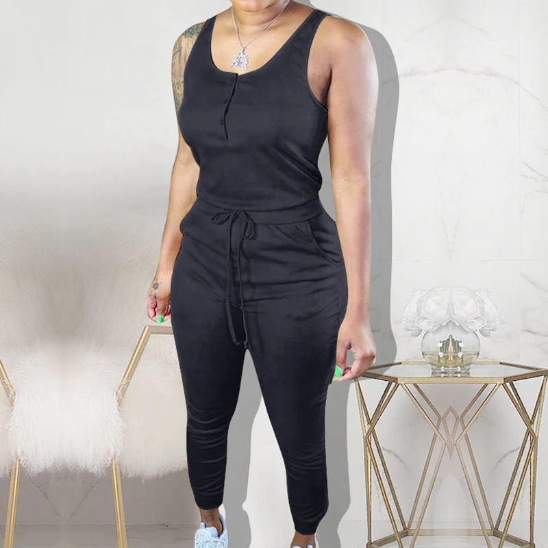 2019 Summer Solid Casual Plus Size Jumpsuits Strap Front Button Drawstring Streetwear Women Sexy Club Romper Tracksuits Black
2019 Summer Solid Casual Plus Size Jumpsuits Strap Front Button Drawstring Streetwear Women Sexy Club Romper Tracksuits Black