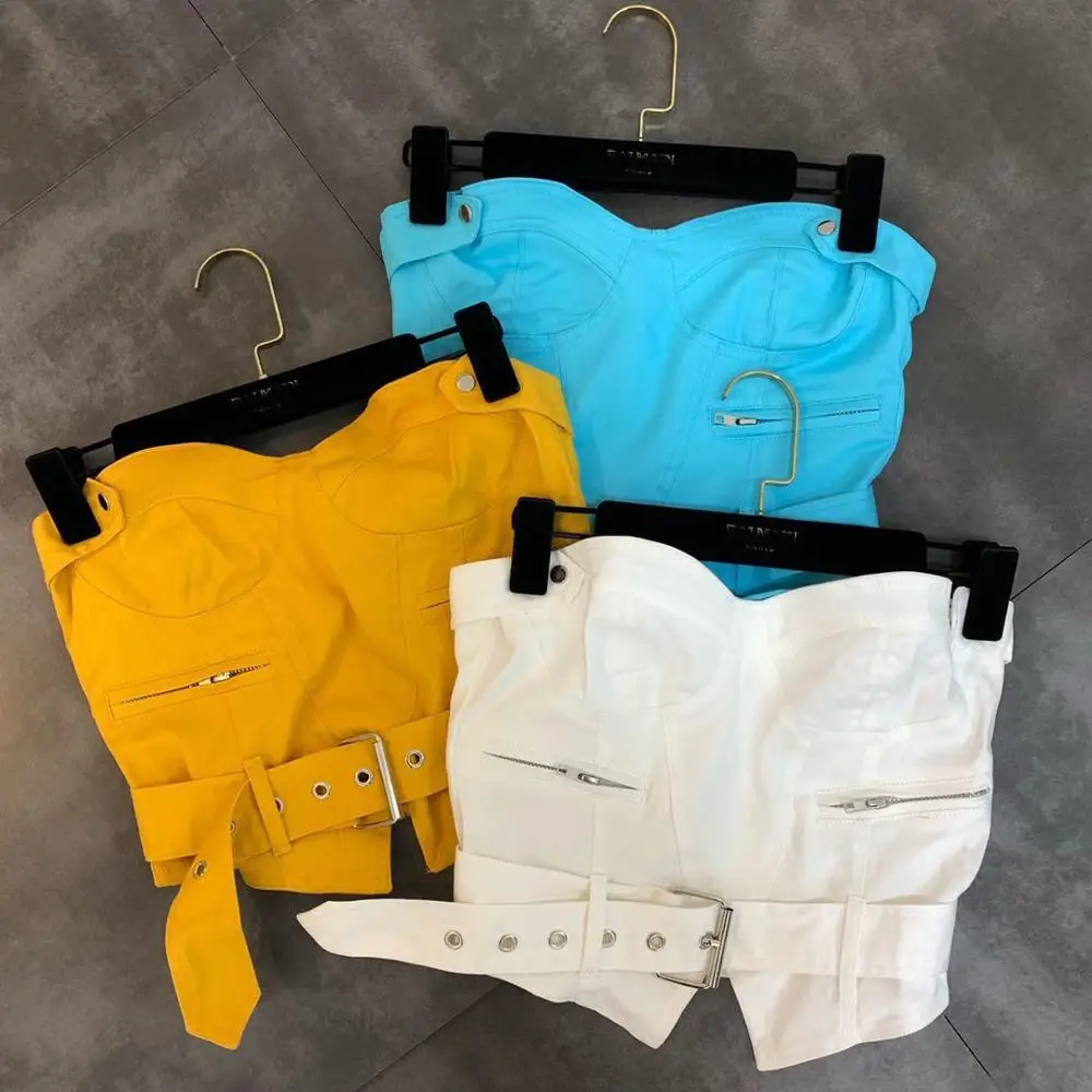 2019 Summer New Belt Decorative Pocket Decoration Small Woman Tube Top Vest Female
2019 Summer New Belt Decorative Pocket Decoration Small Woman Tube Top Vest Female