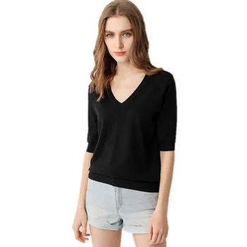2019 spring sweater women's knitted pullover thin cashmere sweater female v-neck short-sleeve wool jumpers
2019 spring sweater women's knitted pullover thin cashmere sweater female v-neck short-sleeve wool jumpers
