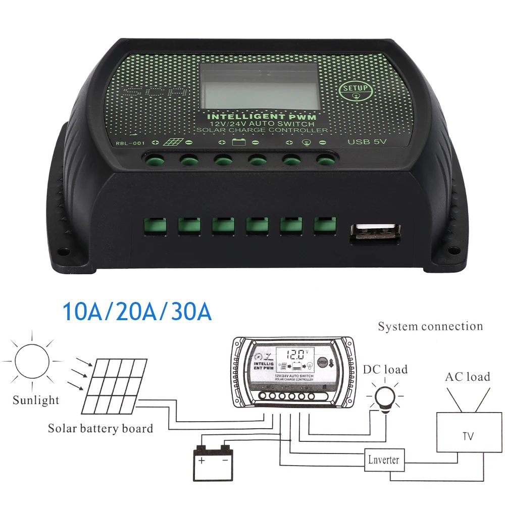 1SET Practical LCD 10/20/30 A Solar Panel Battery Regulator Charge Controller Electrical Solar 12/24V Auto PWM USB Time Control
1SET Practical LCD 10/20/30 A Solar Panel Battery Regulator Charge Controller Electrical Solar 12/24V Auto PWM USB Time Control