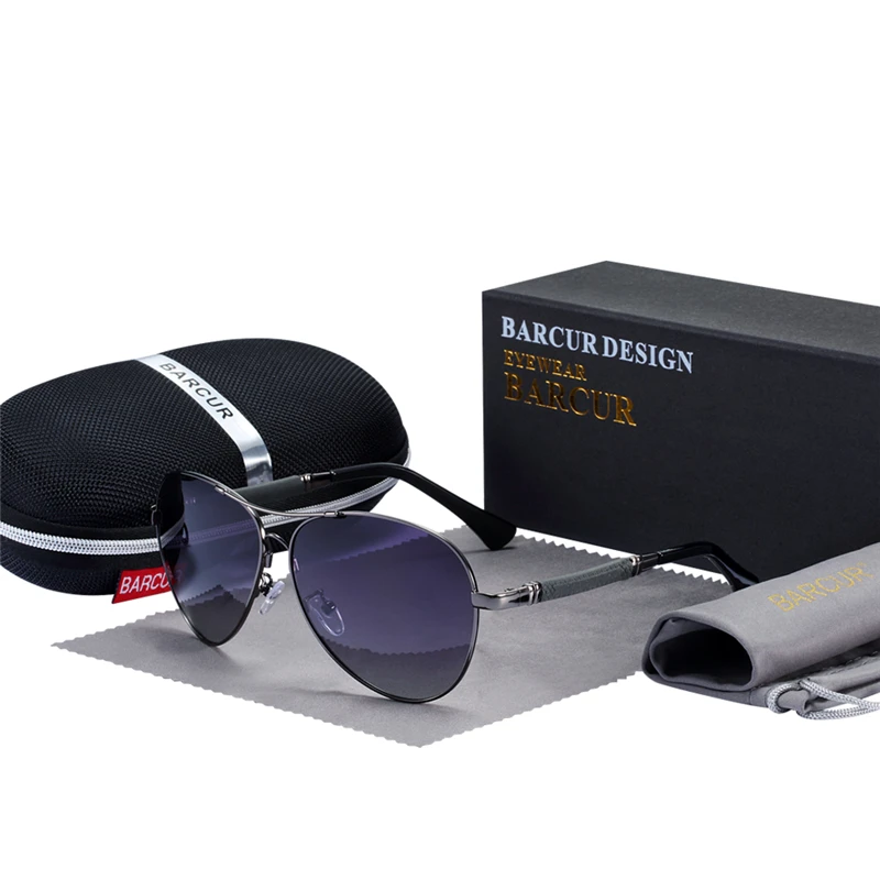 BARCUR Titanium Alloy Pilot Sunglasses Polarized Men's Women's