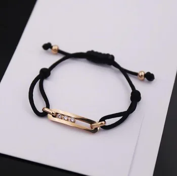 New Popular Fashion Stainless Steel Bezel Setting Three CZ Zircon Move Black Rope Stretch Bracelet Bracelets for Men Women
New Popular Fashion Stainless Steel Bezel Setting Three CZ Zircon Move Black Rope Stretch Bracelet Bracelets for Men Women