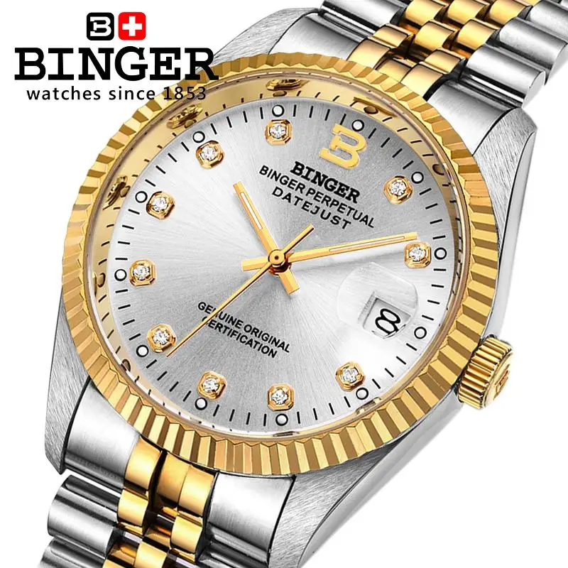 Switzerland BINGER 18K gold Watches Men self-wind automatic mechanical Men's Watches Shapphire Mirror Wristwatches BG-0373-4
Switzerland BINGER 18K gold Watches Men self-wind automatic mechanical Men's Watches Shapphire Mirror Wristwatches BG-0373-4