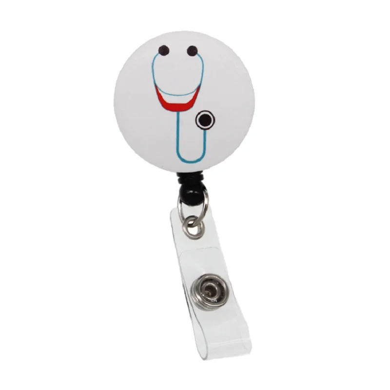 

10pcs Medical Stethoscope Iron Round Shaped Nurse Retractable Reel Badge Holder