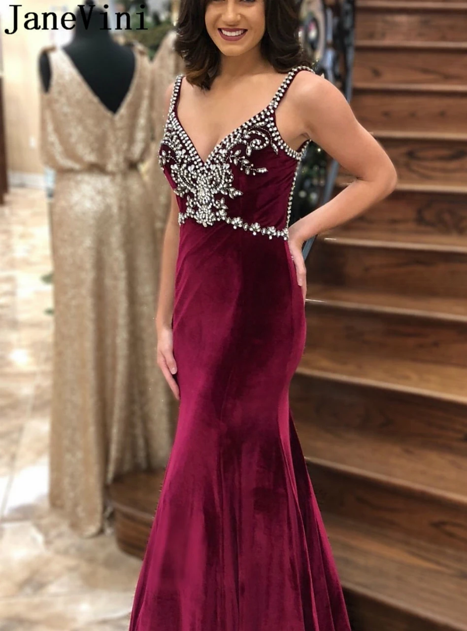 JaneVini African Burgundy Evening Dress Long Plus Size V Neck Beaded Backless Sexy Mermaid Velvet Dresses Evening Robe De Soiree
JaneVini African Burgundy Evening Dress Long Plus Size V Neck Beaded Backless Sexy Mermaid Velvet Dresses Evening Robe De Soiree