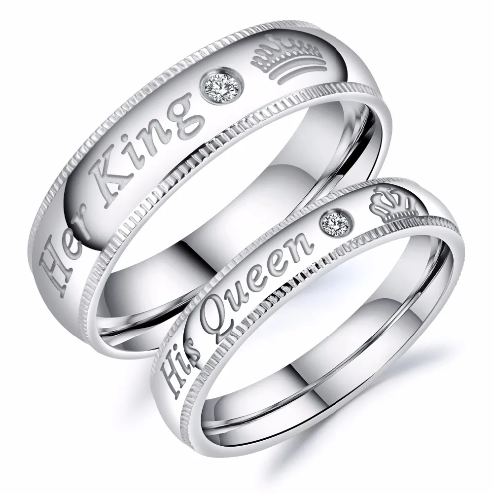 Free Name Engraving His Queen Her King Ring in Stainless Steel His Hers Couple Ring Decorated Edges Matching Rings
Free Name Engraving His Queen Her King Ring in Stainless Steel His Hers Couple Ring Decorated Edges Matching Rings