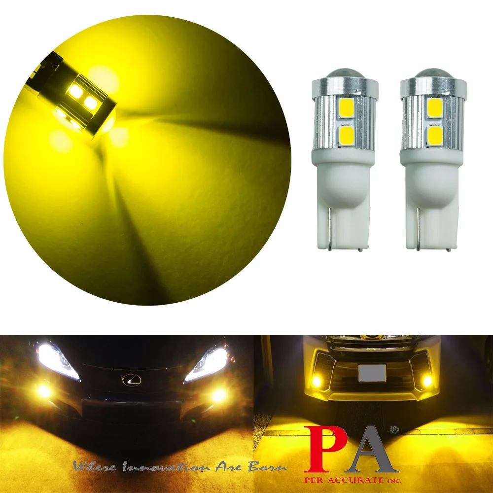 PA LED 2 шт. x T10 W5W 168 194 золотисто-желтый 2835 10 SMD светодиодные лампы для автомобильных