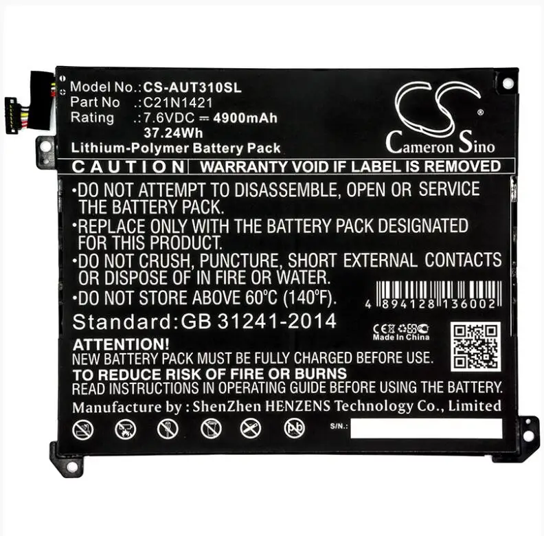 Cameron Sino 4900mAh battery for ASUS Transformer Book T300chi 0B200-01520000 C21N1421 Tablet Battery
Cameron Sino 4900mAh battery for ASUS Transformer Book T300chi 0B200-01520000 C21N1421 Tablet Battery