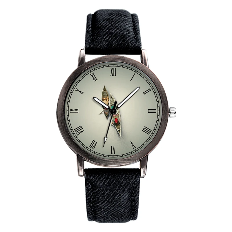 E-0011Wrist часы Для мужчин ретро Дизайн Relojes Hombre необычные женщин 3 цвета деним на пару