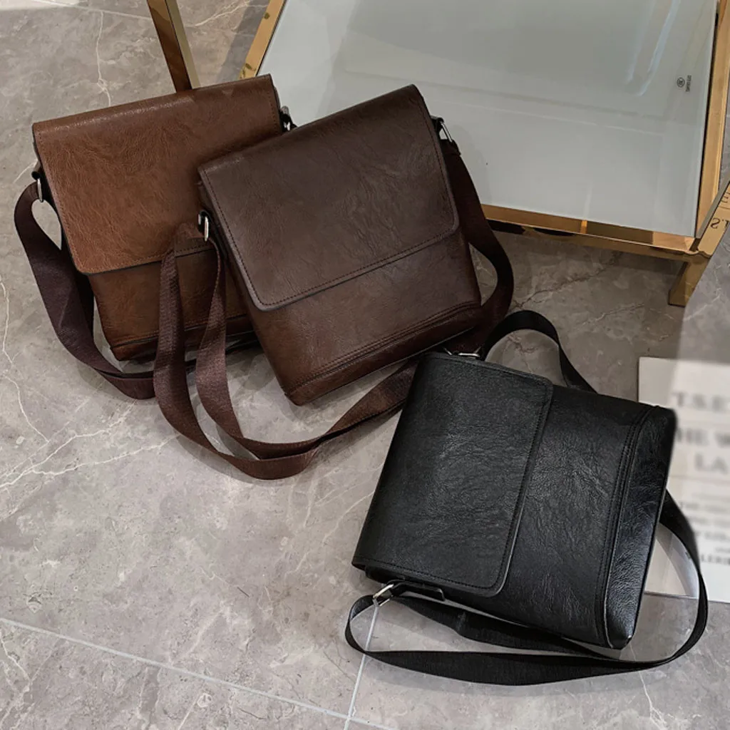 KTYXDE Mens Tote Personality Mens Bag Retro Fashion Leather Mens Business Bag Black 38 10 30.5cm Briefcase