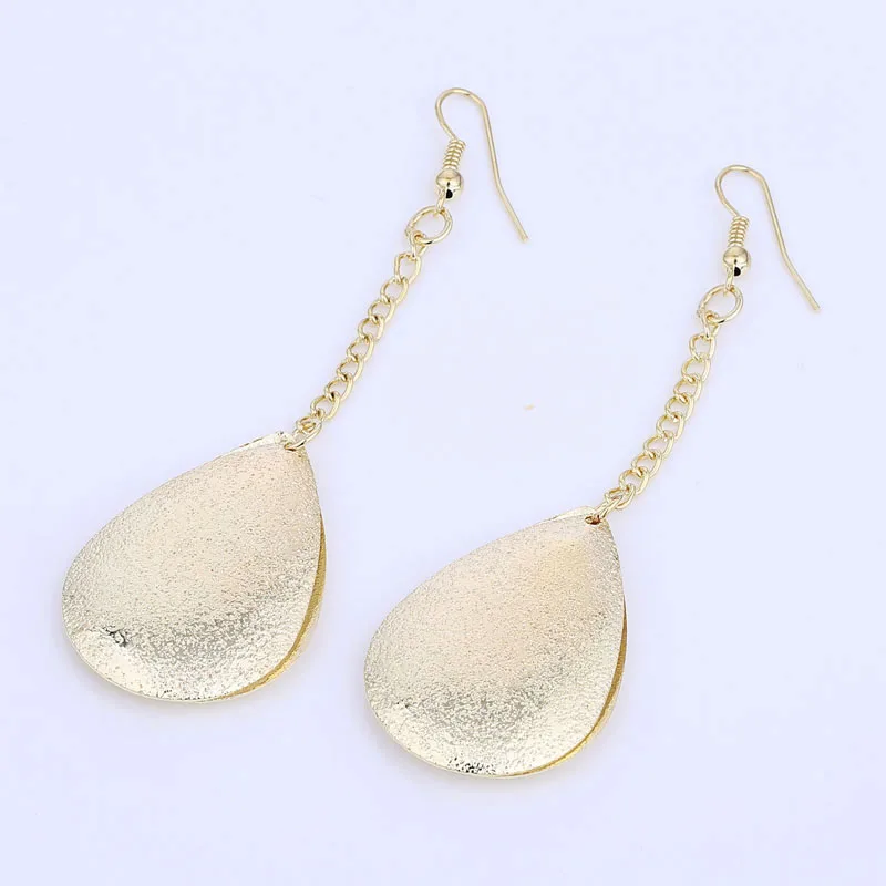 Exaggerated Long Dangle Metal Sequins Earring Gold Color and Silver Plated Double Sided Water Drop Earrings for Women (3)