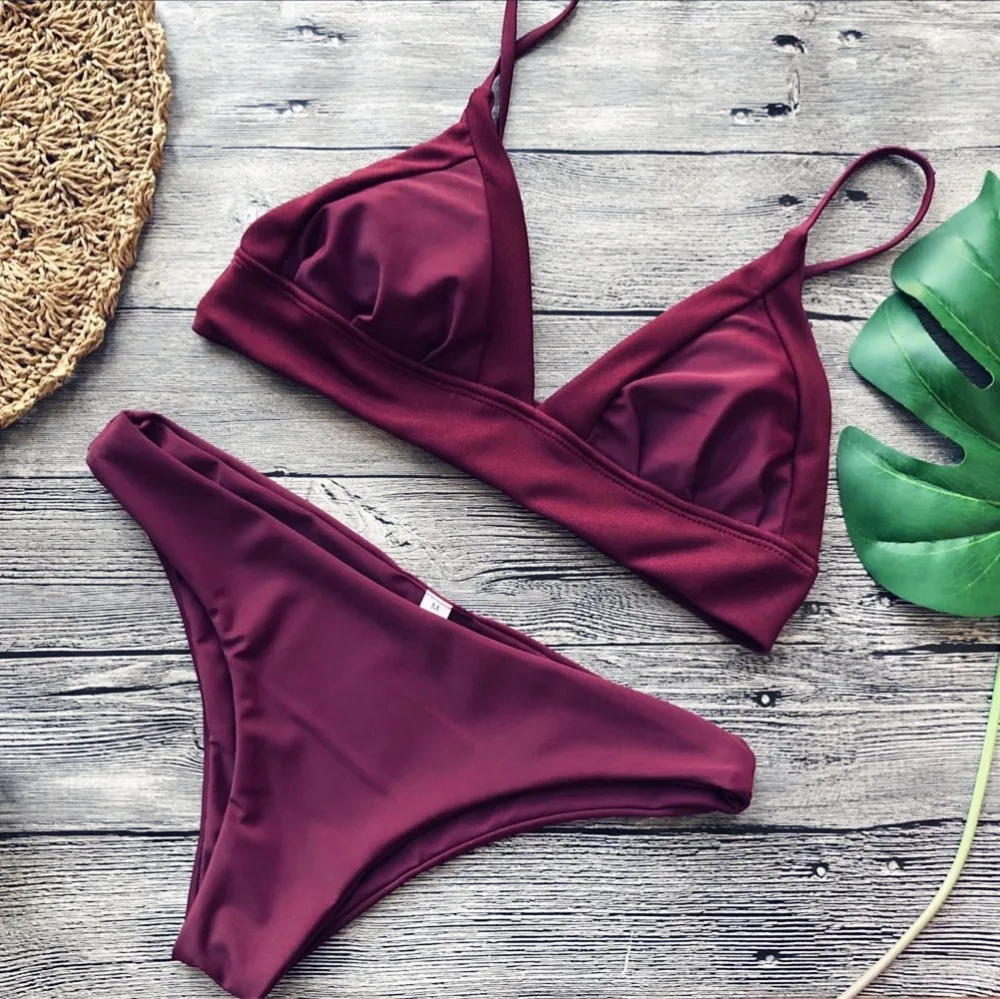 Midou Hot Sexy Bikini Maiô bandeau Tanga Swimwear Mulheres Bikinis Push Up Red Set Bikini