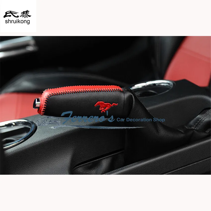 Free shipping car styling sticker cowhide Hand brake lever set cover gear cover for 2015 2016 new ford mustang
Free shipping car styling sticker cowhide Hand brake lever set cover gear cover for 2015 2016 new ford mustang