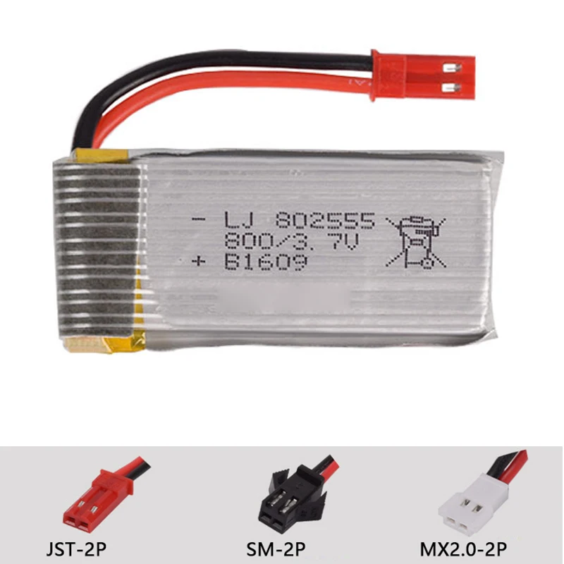 3.7v 800mah 802555 Lipo Battery FT007 FX059 F1 YD712/912 7014 BR6802 rc Quadrocopter High power lithium polymer JST-2P SM-2P
3.7v 800mah 802555 Lipo Battery FT007 FX059 F1 YD712/912 7014 BR6802 rc Quadrocopter High power lithium polymer JST-2P SM-2P