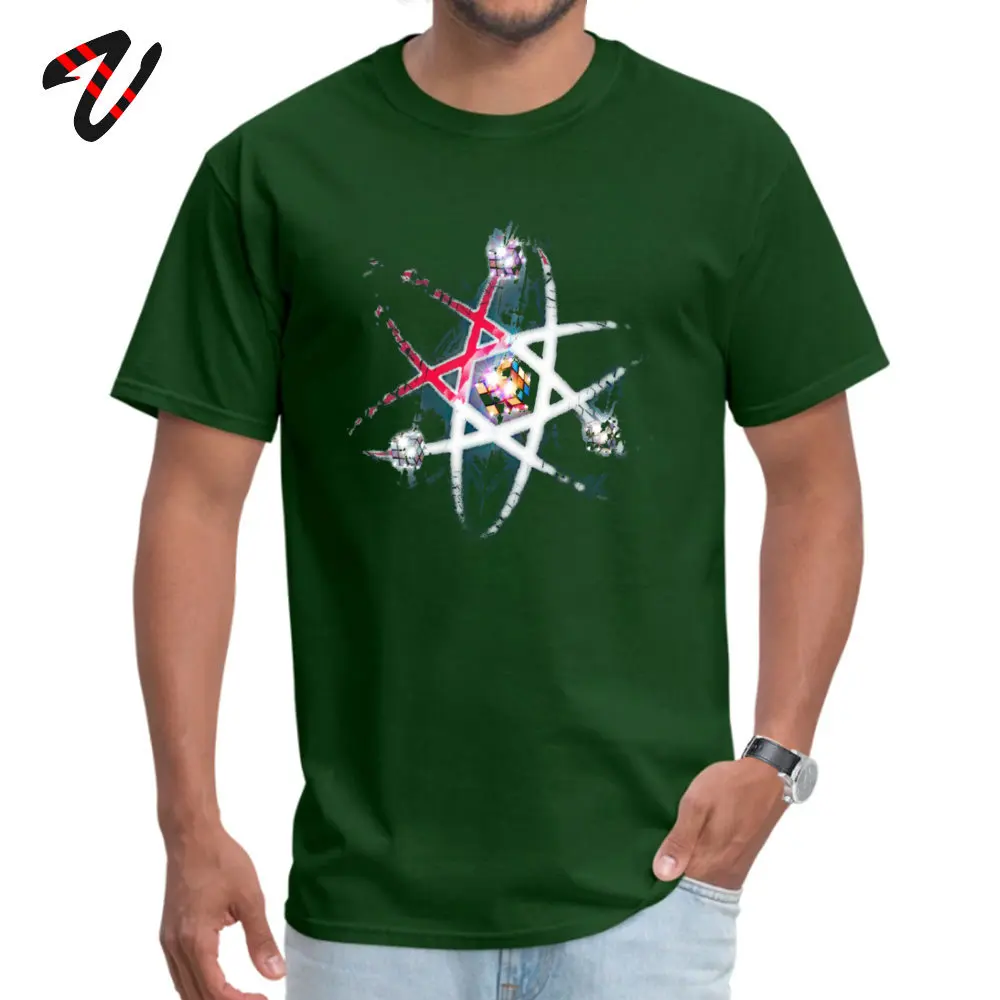 Casual Top T-shirts for Men Printing Summer/Autumn Tops Tees Short Sleeve Hot Sale Normal Tops T Shirt O Neck 100% Cotton Rubik Cube Shattered Atom Awesome Design T-shirt -23564 dark