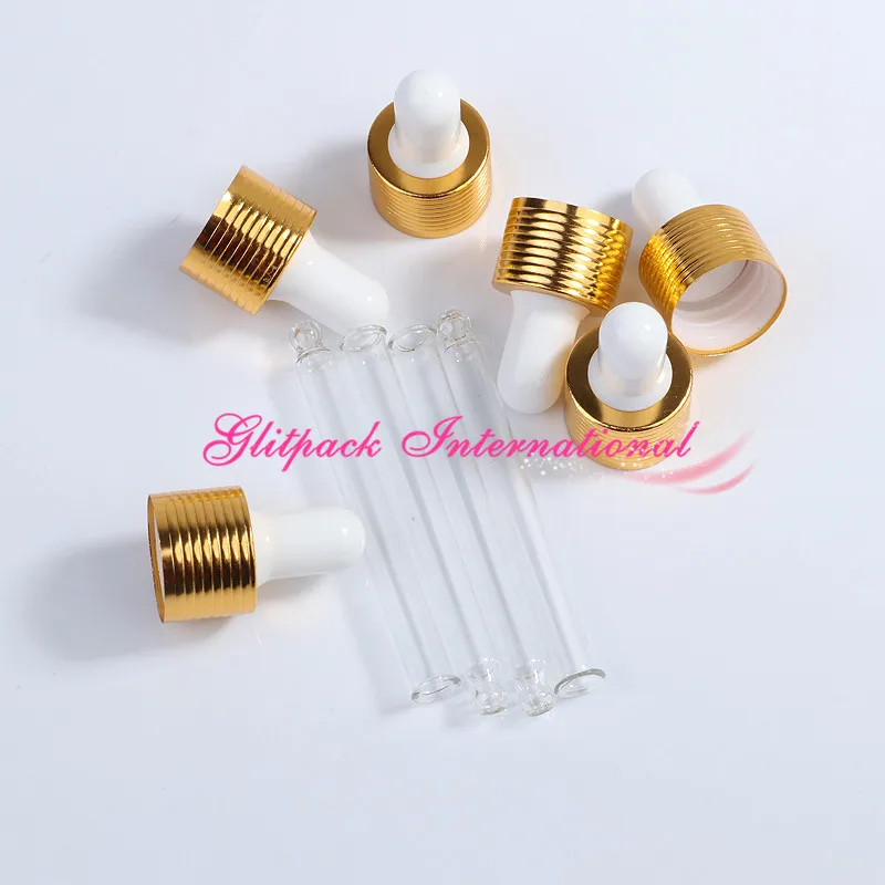 Gold droppers ribbed ring Rubber Head glass pipette for essential oil bottles closure cap metal cover 5/10/15/20/30/50/100ml | Красота и