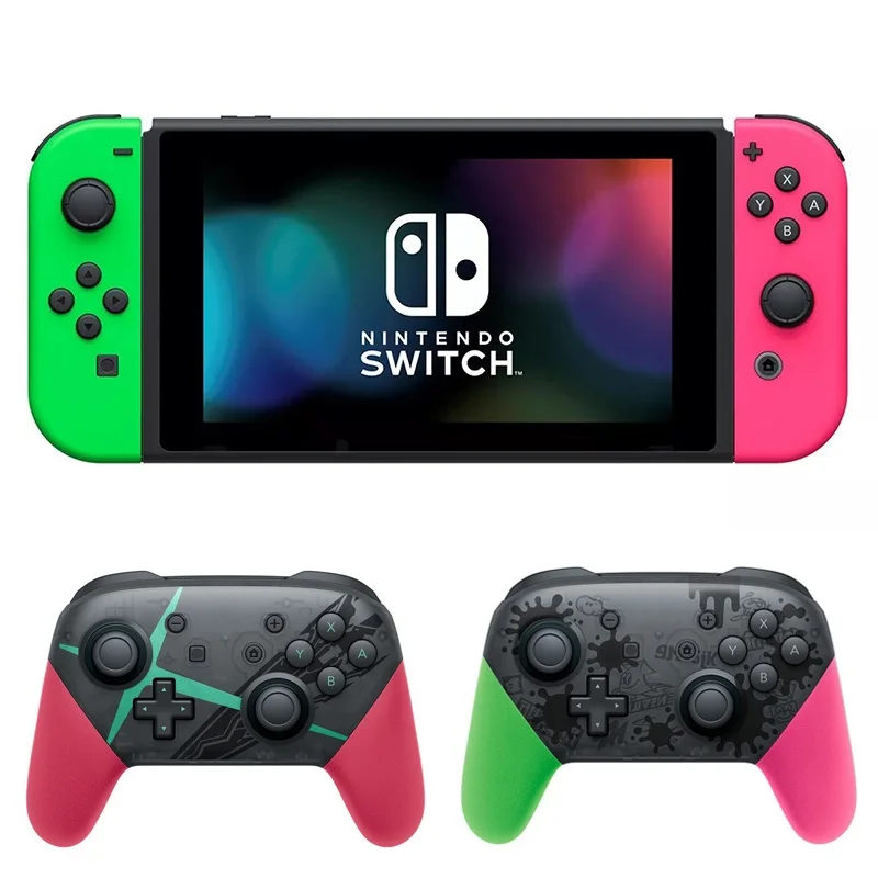 For Nintend Switch Pro Controller Bluetooth Wireless Gamepads Game Joystick Host Console Joypad - Splatoon 2/Xenoblade Themed