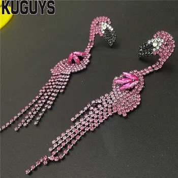 KUGUYS Fashion Jewelry Alloy Hyperbole Luxury Large Drop Earring for Women Pink Crystals Flamingos Tassel Long Dangle Earrings
KUGUYS Fashion Jewelry Alloy Hyperbole Luxury Large Drop Earring for Women Pink Crystals Flamingos Tassel Long Dangle Earrings