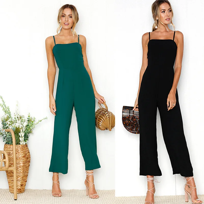 Solid Wide-leg Sleeveless Jumpsuits Women Vintage Spaghrtti Strap Jumpsuits Ladies Slim Breathability Jumpsuits Female Summer
Solid Wide-leg Sleeveless Jumpsuits Women Vintage Spaghrtti Strap Jumpsuits Ladies Slim Breathability Jumpsuits Female Summer