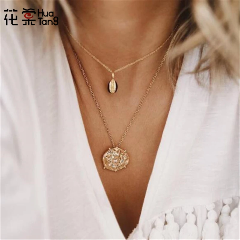 HuaTang Fashion Gold Alloy Shell Crystal Pendant Necklaces for Women Multi Layer Chains Chokers Necklace Jewelry Collar 8063
HuaTang Fashion Gold Alloy Shell Crystal Pendant Necklaces for Women Multi Layer Chains Chokers Necklace Jewelry Collar 8063