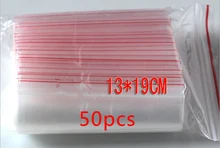 50 piezas 13x19 cm pe transparente de bolsas de embalaje de regalo bolsa de plástico para collar/Joyería de diy personalizado bolsa de cierre automático transparente ziplock(China)
