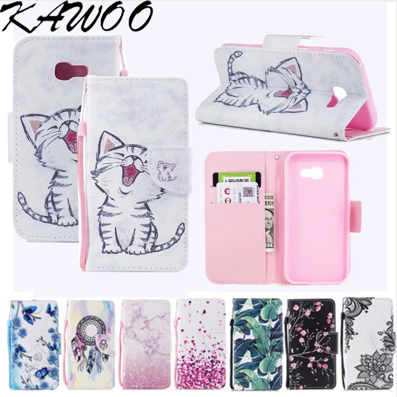 For Samsung Galaxy A5 2017 Wallet Leather Case, Patterned Card Slots Stand Case Cover For Samsung Galaxy A5 2017 A520 Phone Capa(Lo)