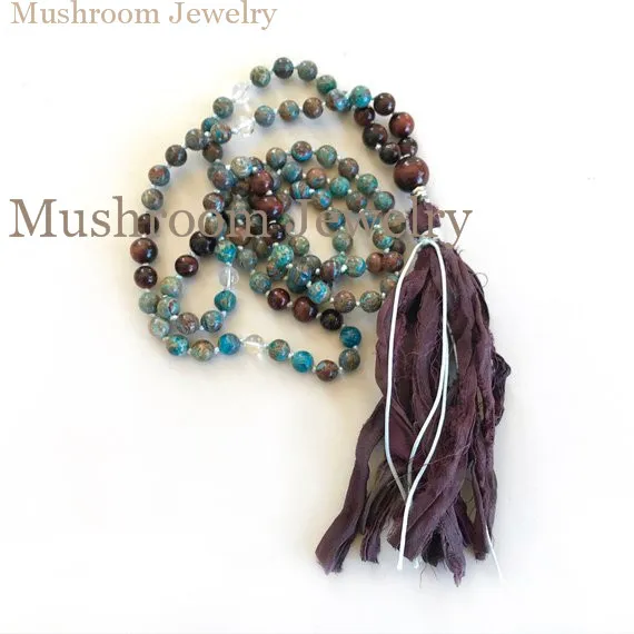 MJN1812018 Boho Chic Hand Knotted Agates Tiger Eye,white quartz Beaded Sari Silk Tassel Necklace
MJN1812018 Boho Chic Hand Knotted Agates Tiger Eye,white quartz Beaded Sari Silk Tassel Necklace