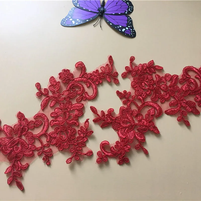 1Pair Red Lace Appliqued Wedding Dress Cording Lace Applique Thread Lace Fabric Embroidery Sewing Accessories Trim
1Pair Red Lace Appliqued Wedding Dress Cording Lace Applique Thread Lace Fabric Embroidery Sewing Accessories Trim