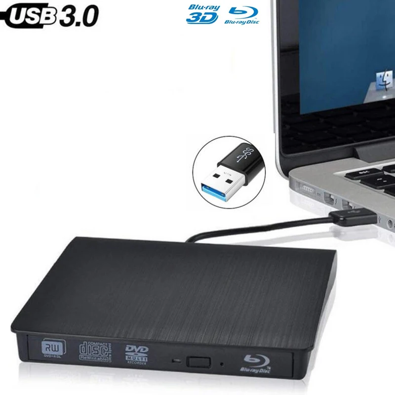 

Blu-Ray Drive Slim USB 3.0 Bluray Burner BD-RE CD/DVD RW Writer Play 3D 4K Blu-ray Disc for Laptop Computer Mac PC HP ACER ASUS