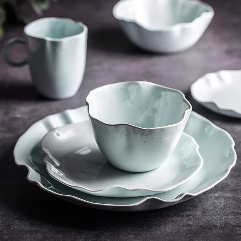 NIMITIME Nordic Style Ceramic tableware Rice Bowl Noodle Bowl Lotus Leaf Lace Plate Breakfast Salad Dish Tableware Set
NIMITIME Nordic Style Ceramic tableware Rice Bowl Noodle Bowl Lotus Leaf Lace Plate Breakfast Salad Dish Tableware Set