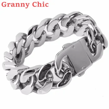 Granny Chic 20mm Polished Silver Color Cut Curb Cuban Link 316L Stainless Steel Bracelet Mens Cool Chain Boys Heavy Jewelry 8.5"
Granny Chic 20mm Polished Silver Color Cut Curb Cuban Link 316L Stainless Steel Bracelet Mens Cool Chain Boys Heavy Jewelry 8.5"