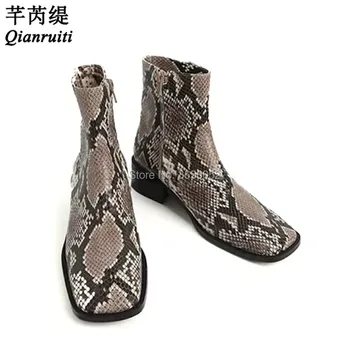 Qianruiti 2018 Botines Mujer Print Leather Shoes Woman Side Zipper Sexy Botas Low Thick Heels Square Toe Snakeskin Boots Women
Qianruiti 2018 Botines Mujer Print Leather Shoes Woman Side Zipper Sexy Botas Low Thick Heels Square Toe Snakeskin Boots Women
