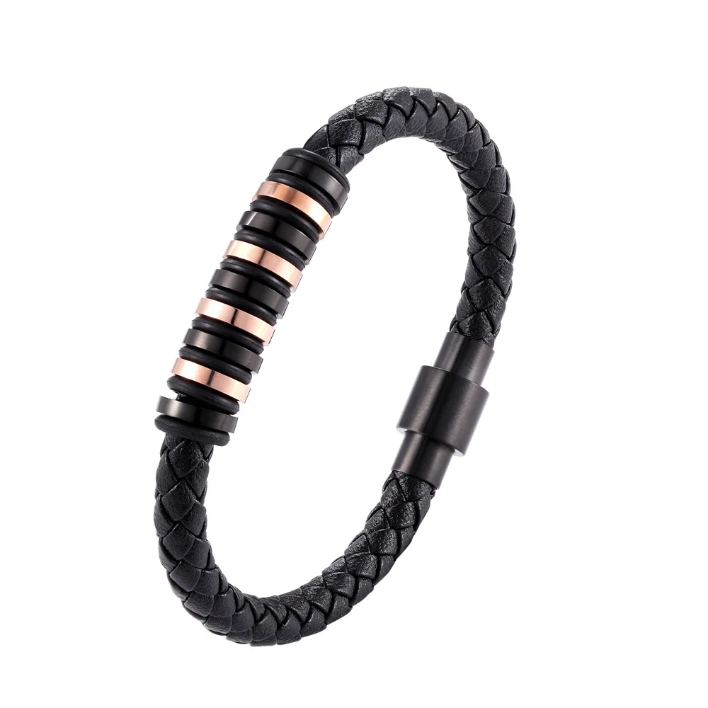 Fashion Male Jewelry Braided Leather Bracelet Personality design Black Bracelet Stainless Steel Magnetic Clasps Men Wrist Gifts
Fashion Male Jewelry Braided Leather Bracelet Personality design Black Bracelet Stainless Steel Magnetic Clasps Men Wrist Gifts