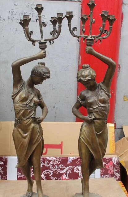 38" Chinese Bronze West Art Belle Girl Women Candle Holder Candlestick Pair R0711
38" Chinese Bronze West Art Belle Girl Women Candle Holder Candlestick Pair R0711