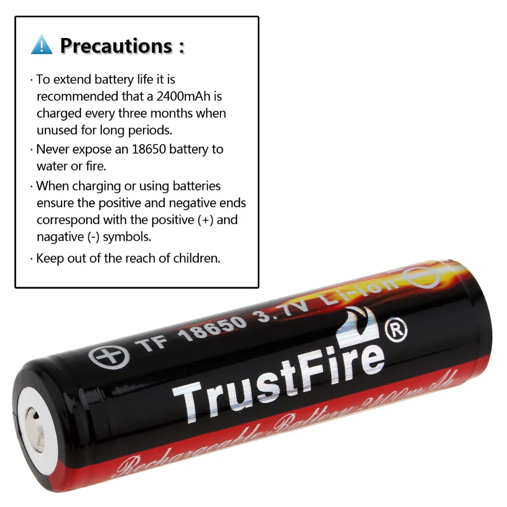 1pcs Genuine TrustFire Full Capacity 2400mAh 18650 with Protected PCB 3.7V Li-ion Rechargeable Battery
1pcs Genuine TrustFire Full Capacity 2400mAh 18650 with Protected PCB 3.7V Li-ion Rechargeable Battery