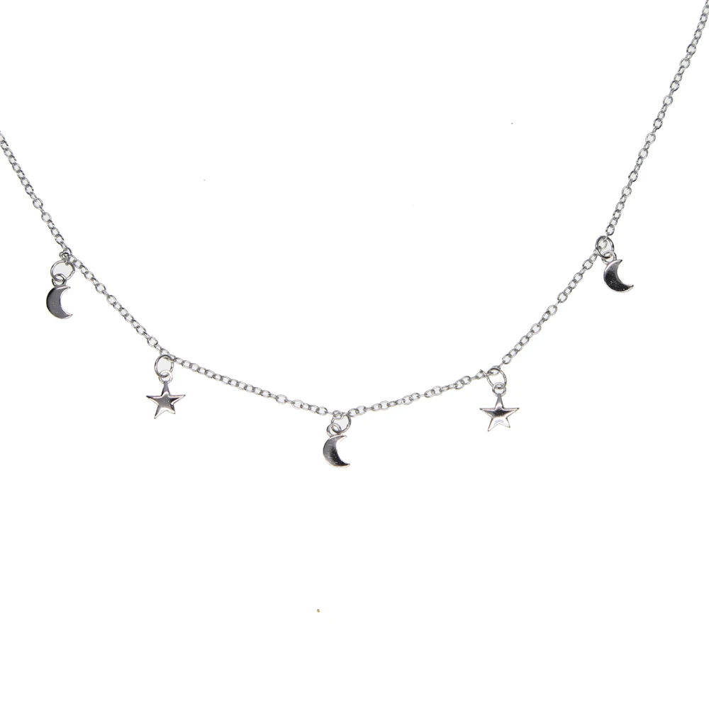 2018 simple 925 sterling silver moon star dangle charm choker short necklace with rhodium plated for women wedding jewelry
2018 simple 925 sterling silver moon star dangle charm choker short necklace with rhodium plated for women wedding jewelry
