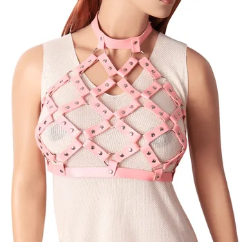 New Pink Leather Harness Women Punk Goth Hollow Out Cupless Bra Tops Harness Belt Body Bondage Chest Sexy Lingerie Festival Rave
New Pink Leather Harness Women Punk Goth Hollow Out Cupless Bra Tops Harness Belt Body Bondage Chest Sexy Lingerie Festival Rave